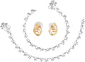 AanyaCentric Stylish Silver Plated Anklet & Gold-Polished American Diamond Earring Combo for Girls & Women