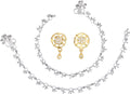 AanyaCentric Stylish Silver Plated Anklet & Gold-Polished American Diamond Earring Combo for Girls & Women