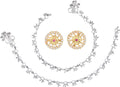 AanyaCentric Stylish Silver Plated Anklet & Gold-Polished American Diamond Earring Combo for Girls & Women