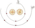 AanyaCentric Stylish Silver Plated Anklet & Gold-Polished American Diamond Earring Combo for Girls & Women