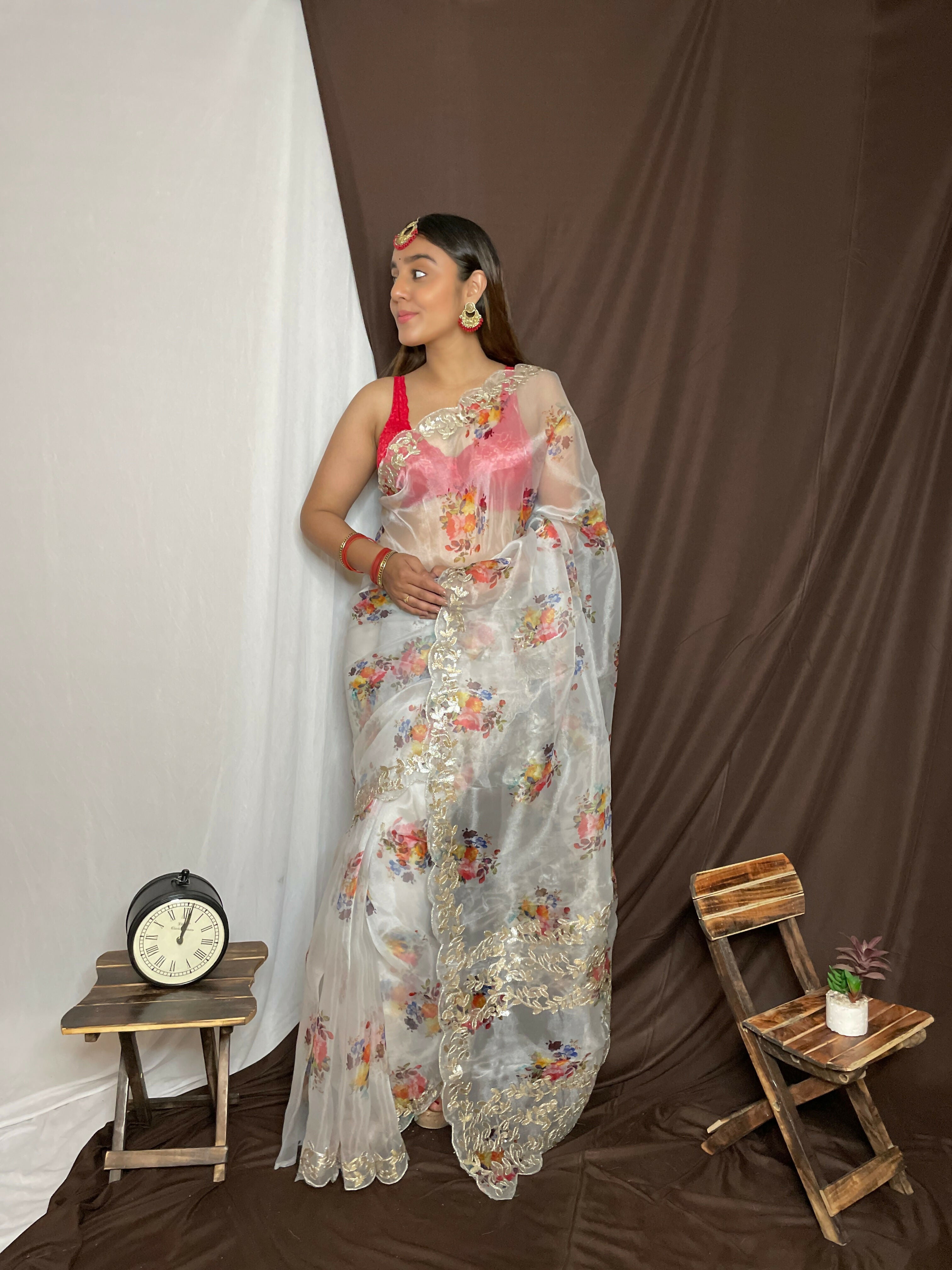 Vamsee Yashodha Yellow Organza Saree