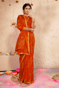 Orange Georgette Bandhni Printed Saree With Unstitched Blouse Piece - Shanaya