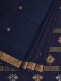 Navy Uppada Cotton Handloom Saree with Assorted Buta Pallu Design - Global Threads