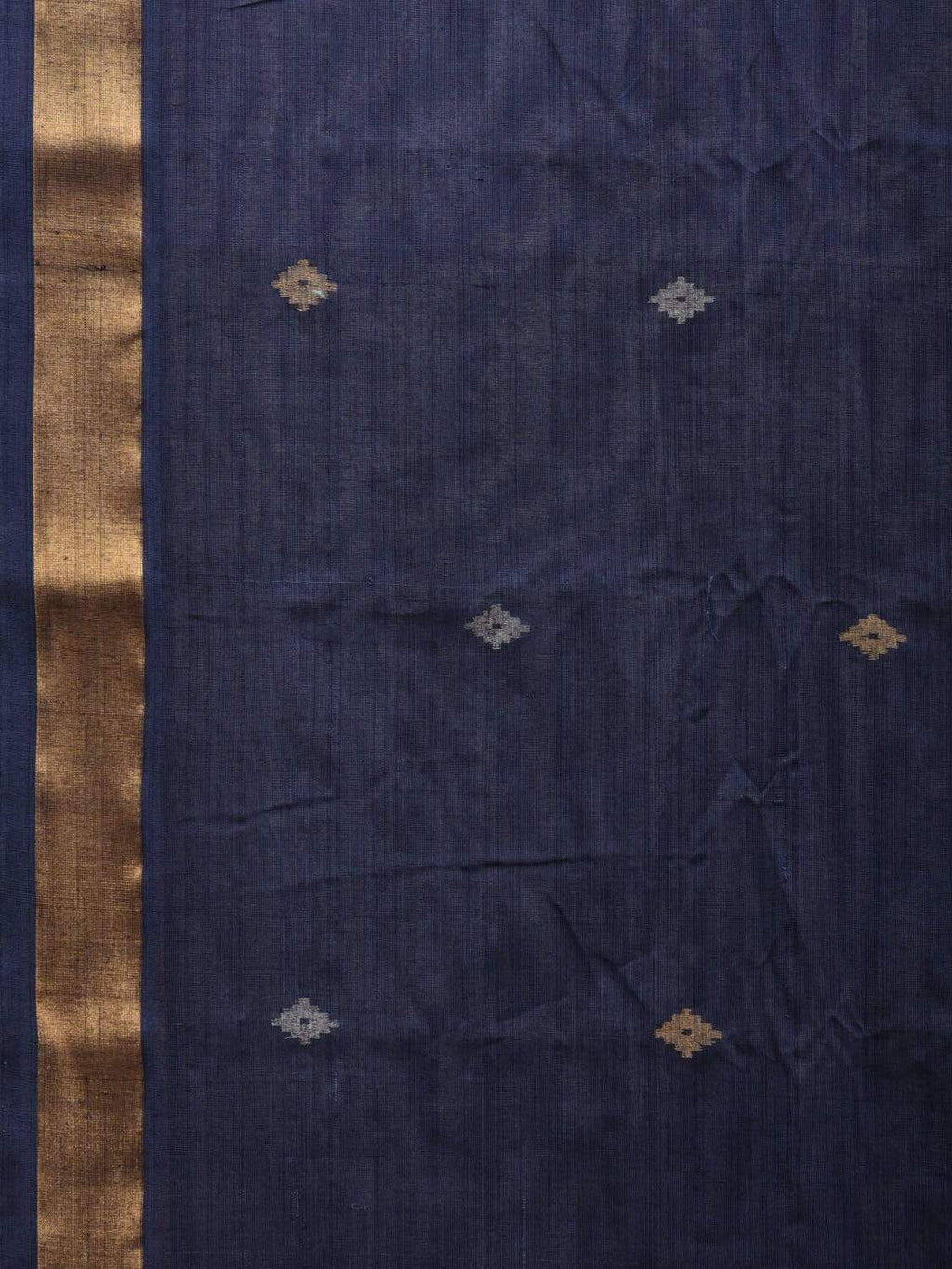 Navy Uppada Cotton Handloom Saree with Assorted Buta Pallu Design - Global Threads