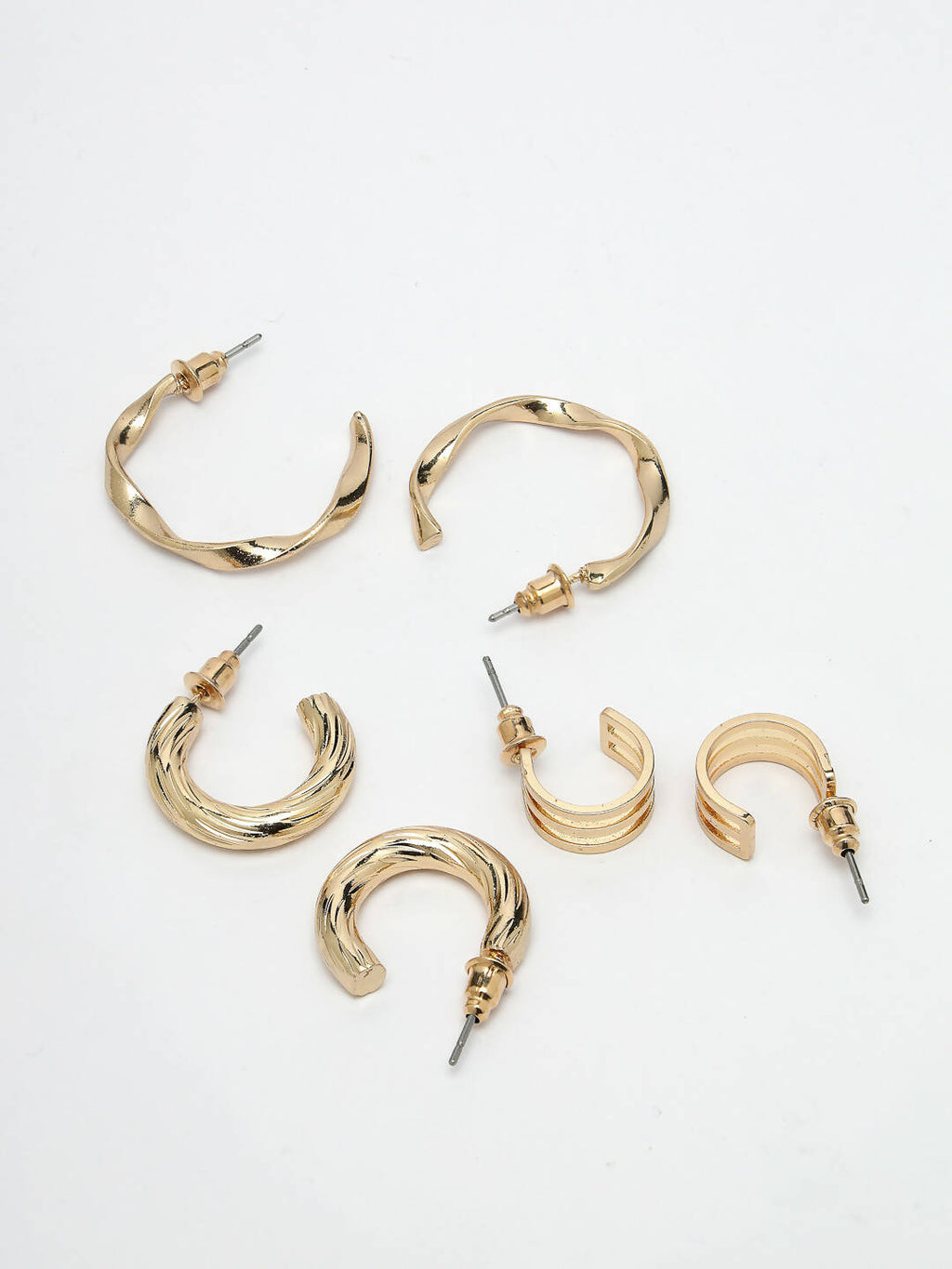 NVR Women's Set of 3 Gold-Polished Hoop Earrings
