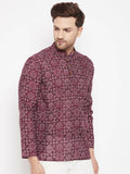 Even Apparels Maroon Pure Cotton Men's Kurta With Slit Neckline