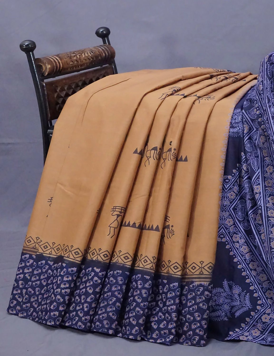 Chikoo Colored Block Print Pure Mulmul Cotton By Gayathri Reddy Designer Studio