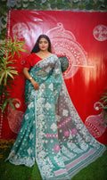 Exclusive Collection Handloom Dhakai Jamdani Saree - Green