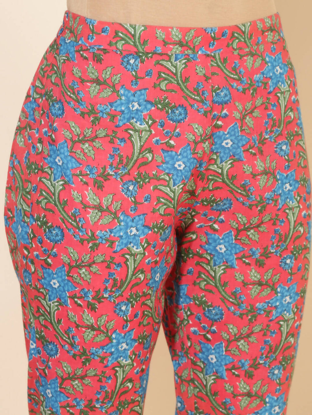 Janasya Women's Pink Cotton Floral Printed Casual Regular Co-ords