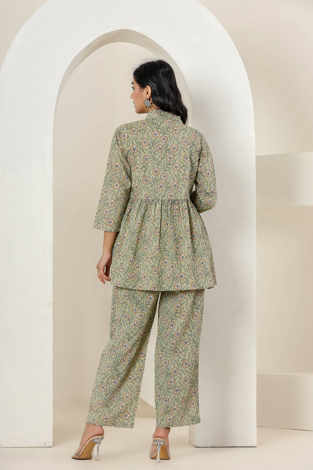Kaajh Women's Green Printed Cotton Co-ord Set
