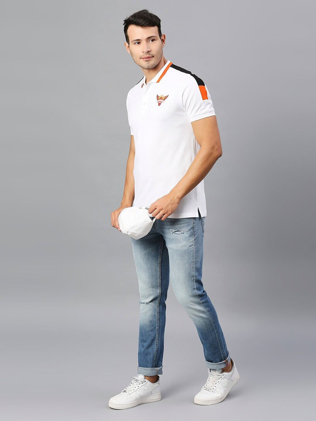 Fancode Sunrisers Hyderabad IPL Printed Polo Collar Cotton Sports T-shirt