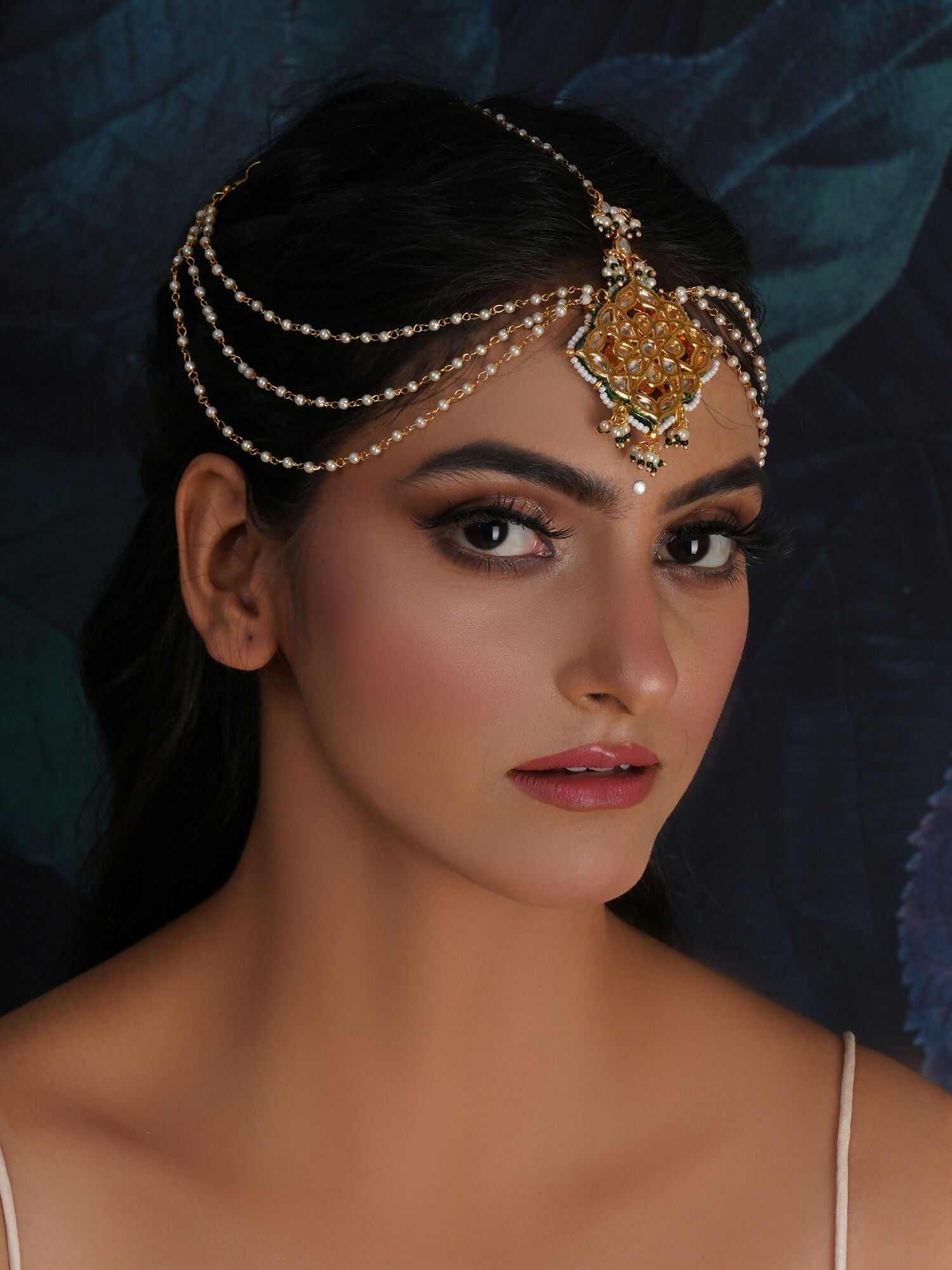 Layered Pearl Matha Patti (Gold) - Ruby Raang