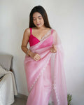 Vamsee Sheetal Peach Organza Saree