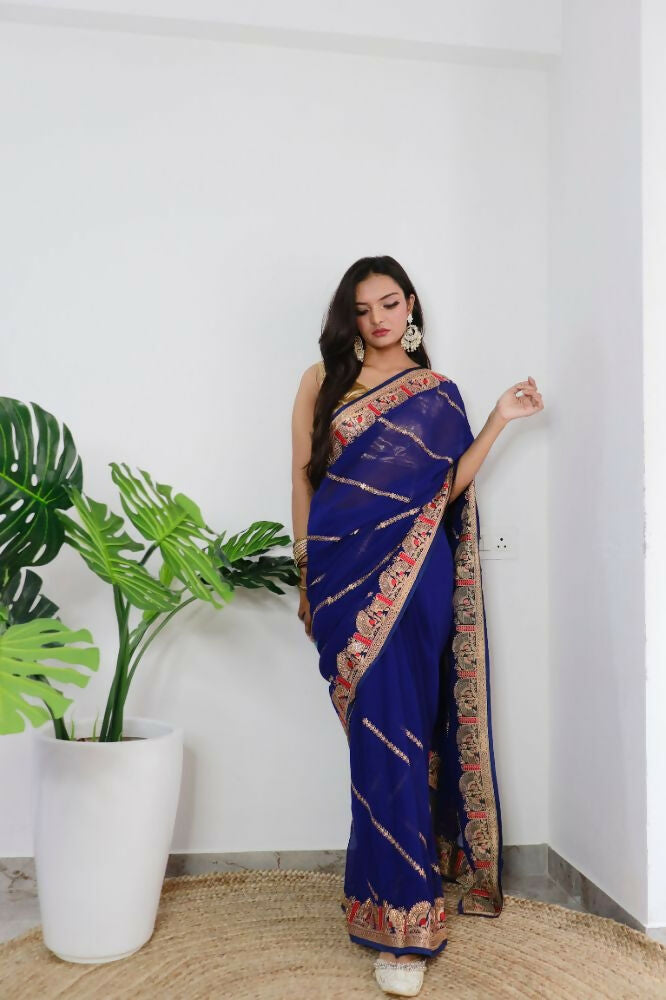Vamsee Aaradhna Purple Georgette Saree