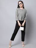 Even Apparels Grey Pure Wool Open Front Statement Women's Jacket