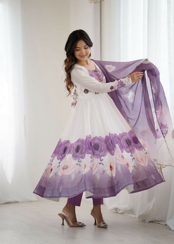 Joban Fashion Onion Pink Kurta Set Organza Sequin Embroidery Work