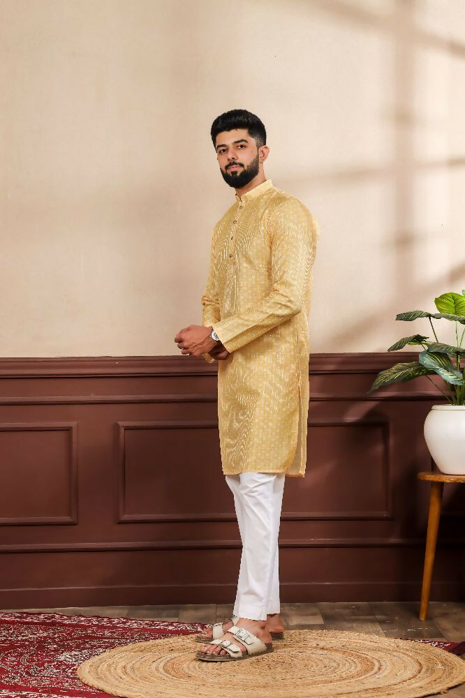 Yellow Art Silk Digital Printed, Embroidery Work Kurta Set - Mahotsav