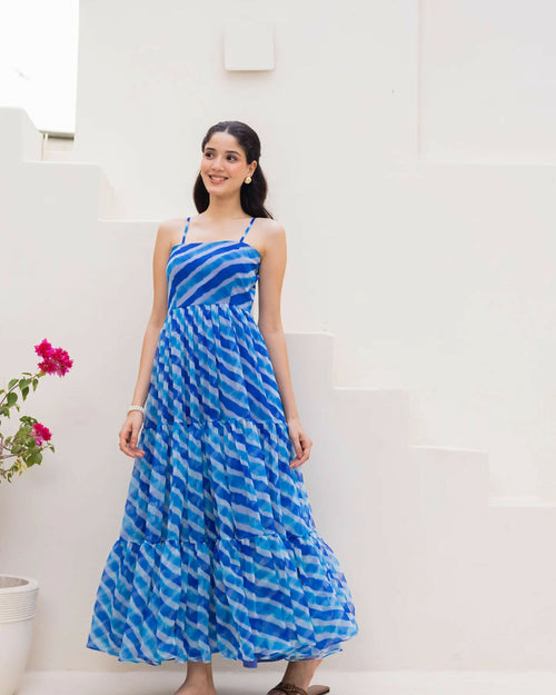 Aayaa Designer crape hand work Multi indo western - Blue