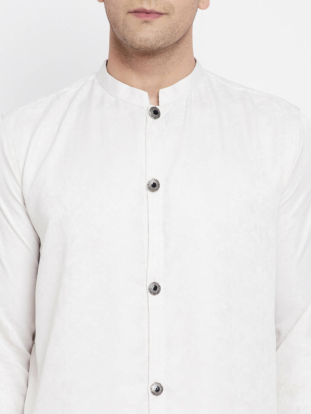 Even Apparels White Rayon Men's Sherwani Kurta With Open Front