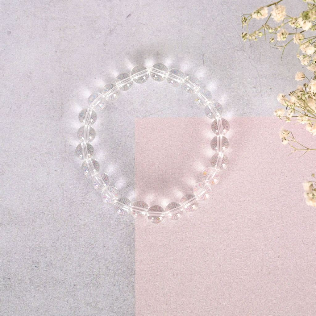 NVR Men & Women Transparent Beaded Elasticated Bracelet