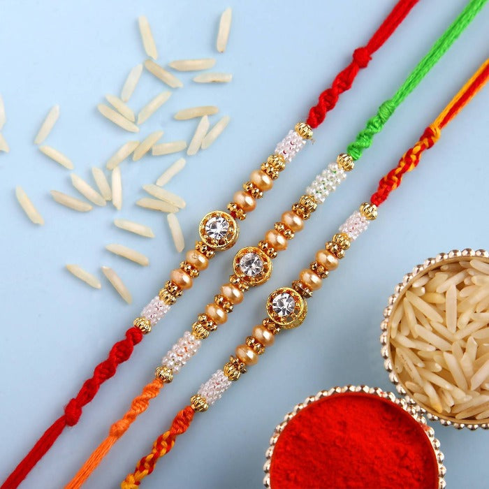 Set of 3 Pearl Rakhi & Dry Fruits Jars