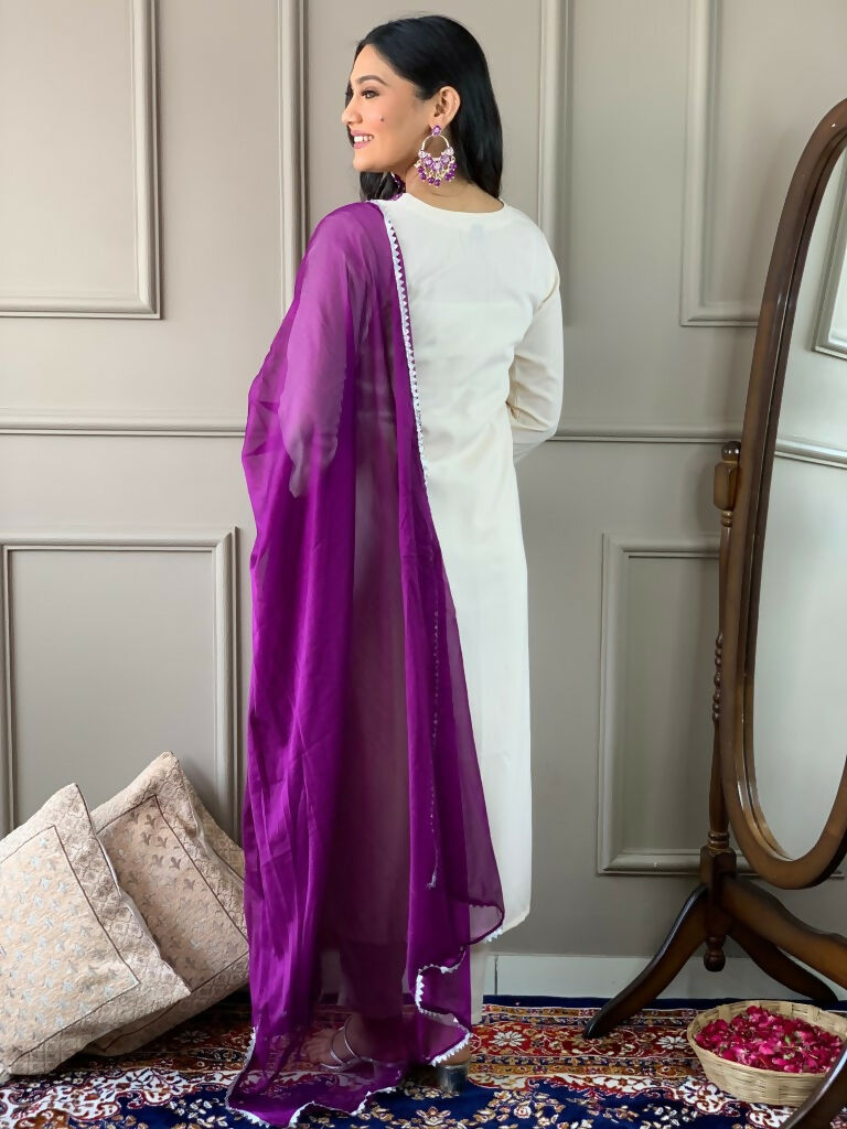 Partywear Designer Ryon Slub Black Stitched Suit With Dupatta - Tanisha
