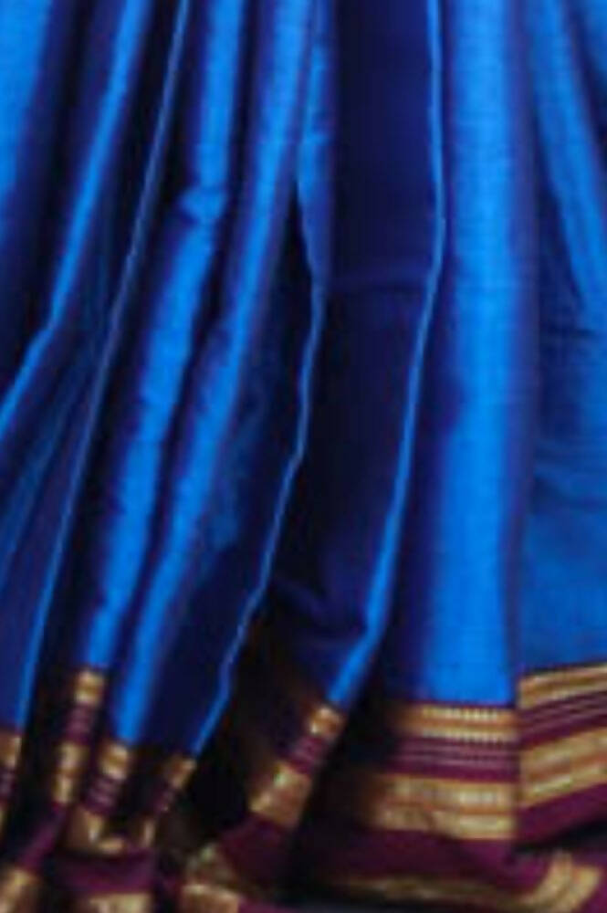 Very Much Indian Handloom Cotton Viscose Ilkal Saree - Royal Blue