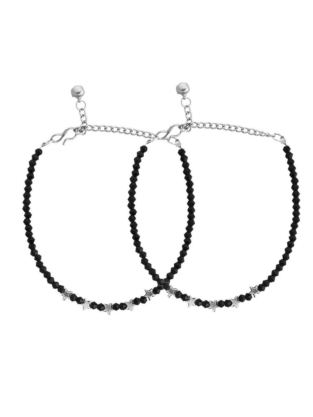 VOJ Women Black Color stainless steel Anklet