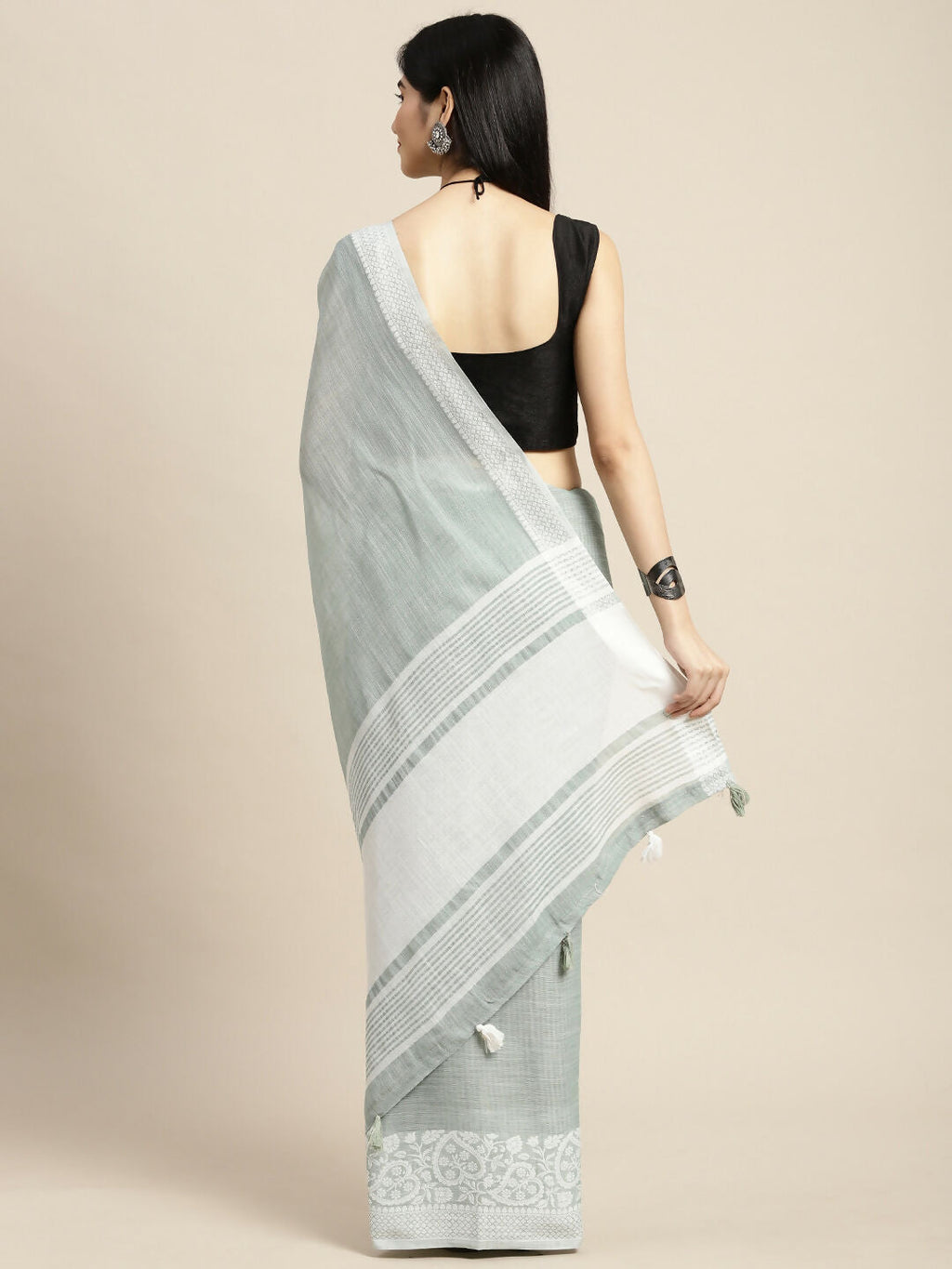 Shree Shyam Fashion Linen Sea Green Saree