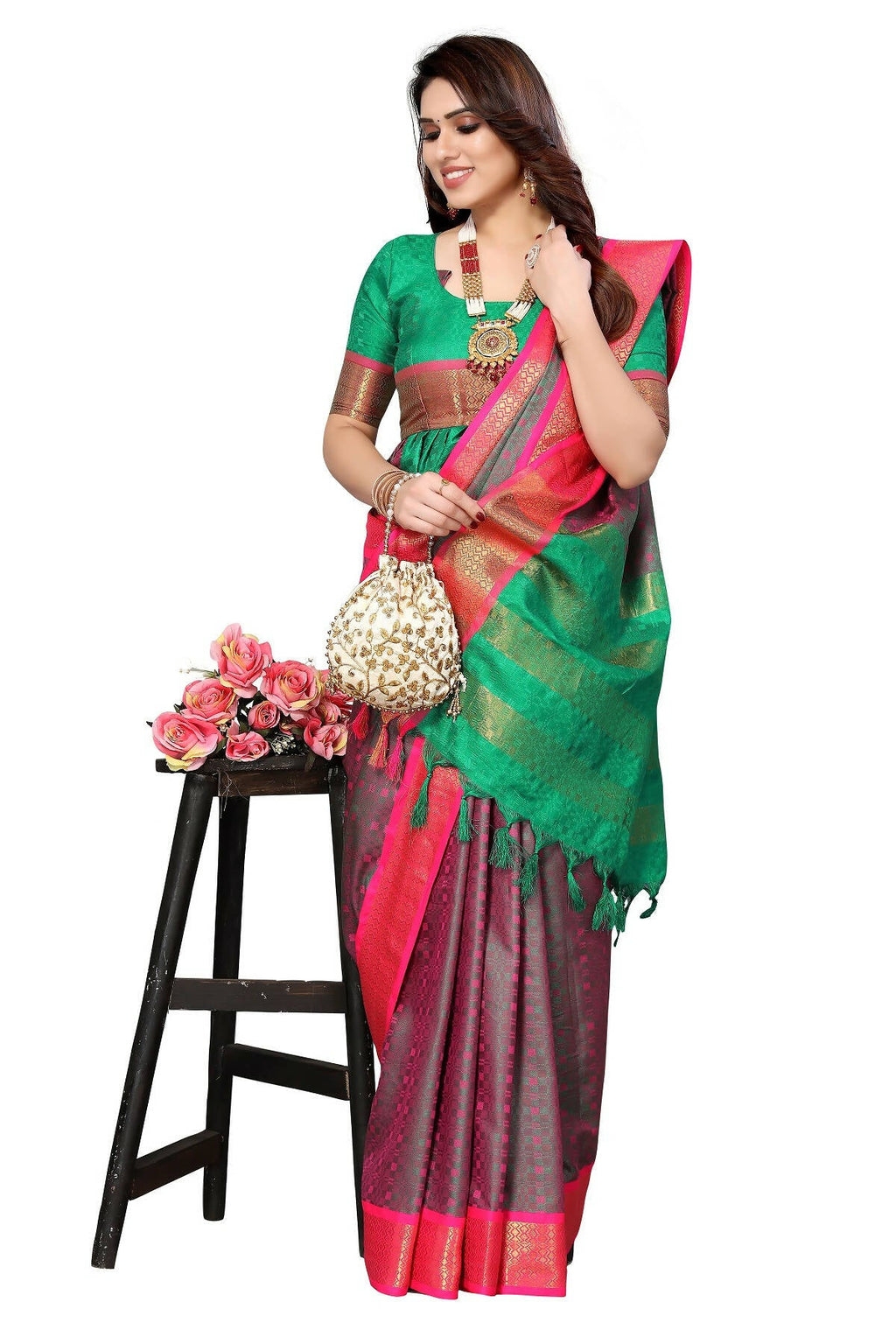 Vamika Weaving Grey Cotton Silk Saree