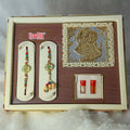 Indianvibez Exclusive Gift Pack Of Bhai Bhabhi Meenakari Desginer Rakhi With Roli & Krishna Silver Gold Plated Radha Krishna Foil