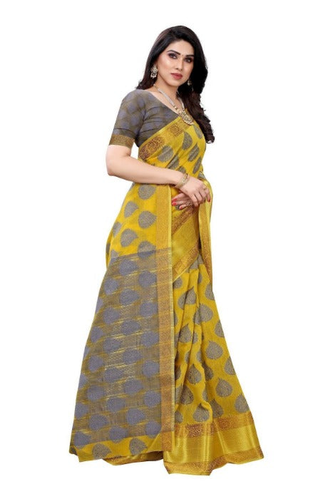 Vamika Yellow Jari Work Cotton Silk Saree (RIDHIMA YELLOW)