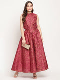 Ahalyaa Women Burgundy Floral Printed Regular Top with Palazzos