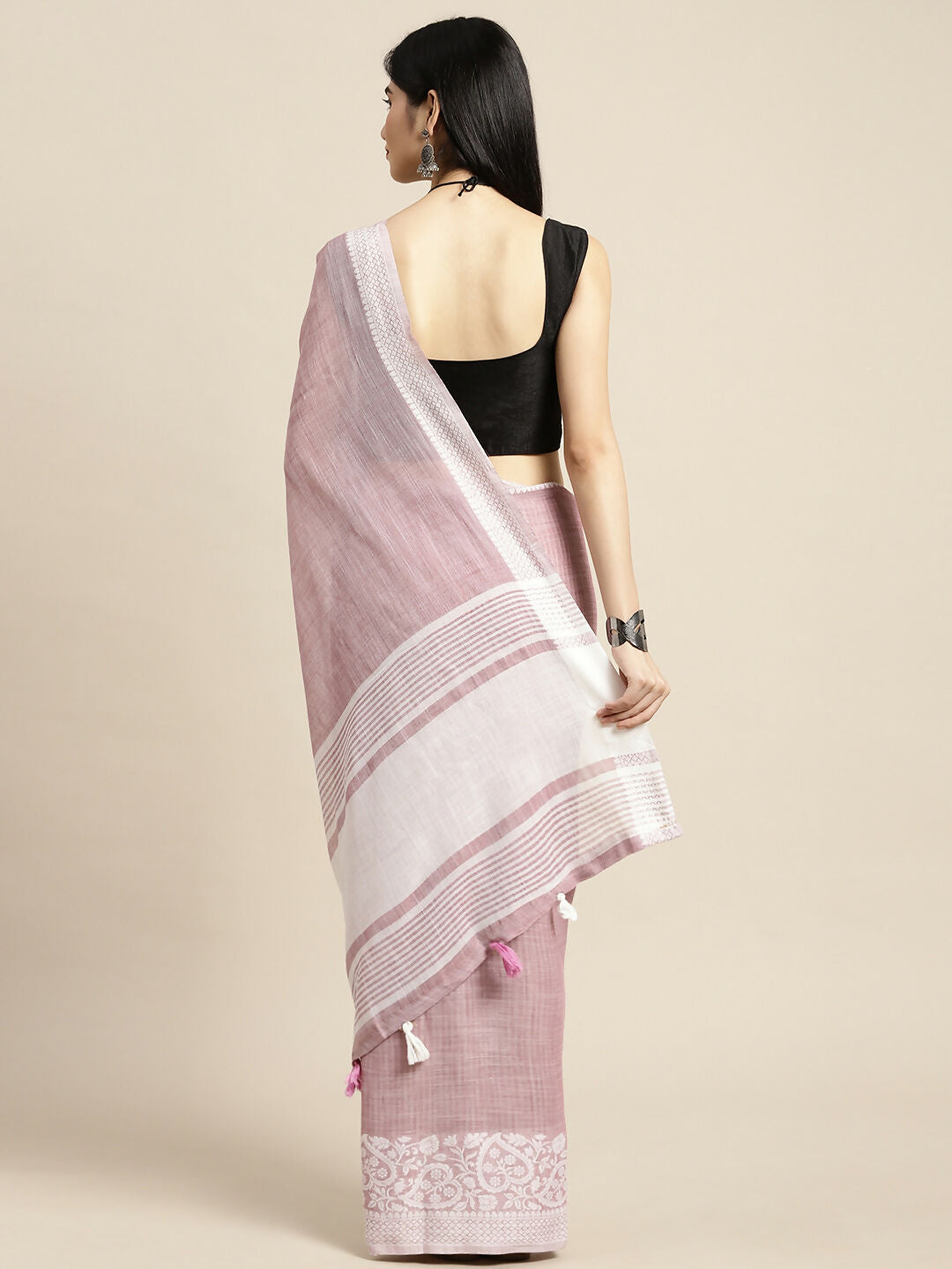 Shree Shyam Fashion Linen Purple Saree