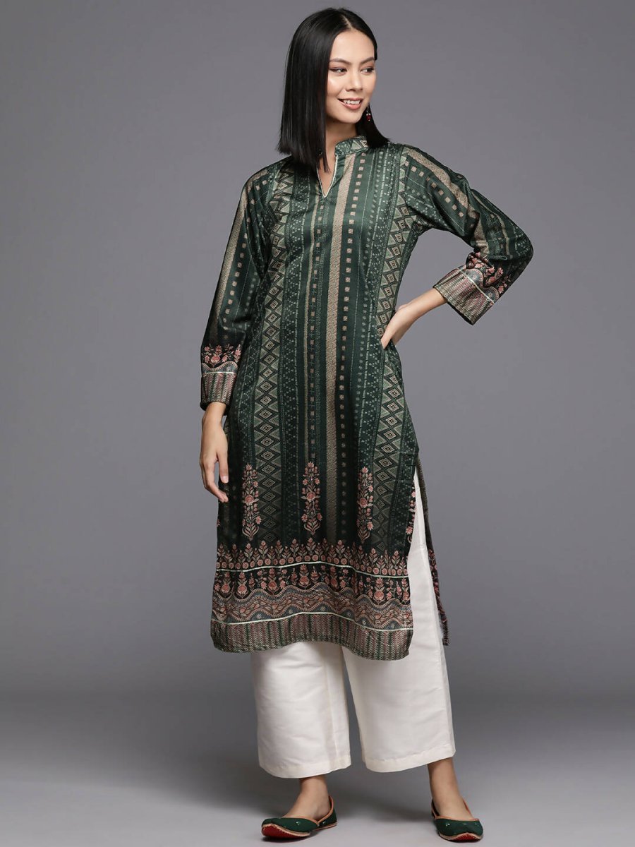 Ahalyaa Women's Traditional wear Kurta - Dark Green