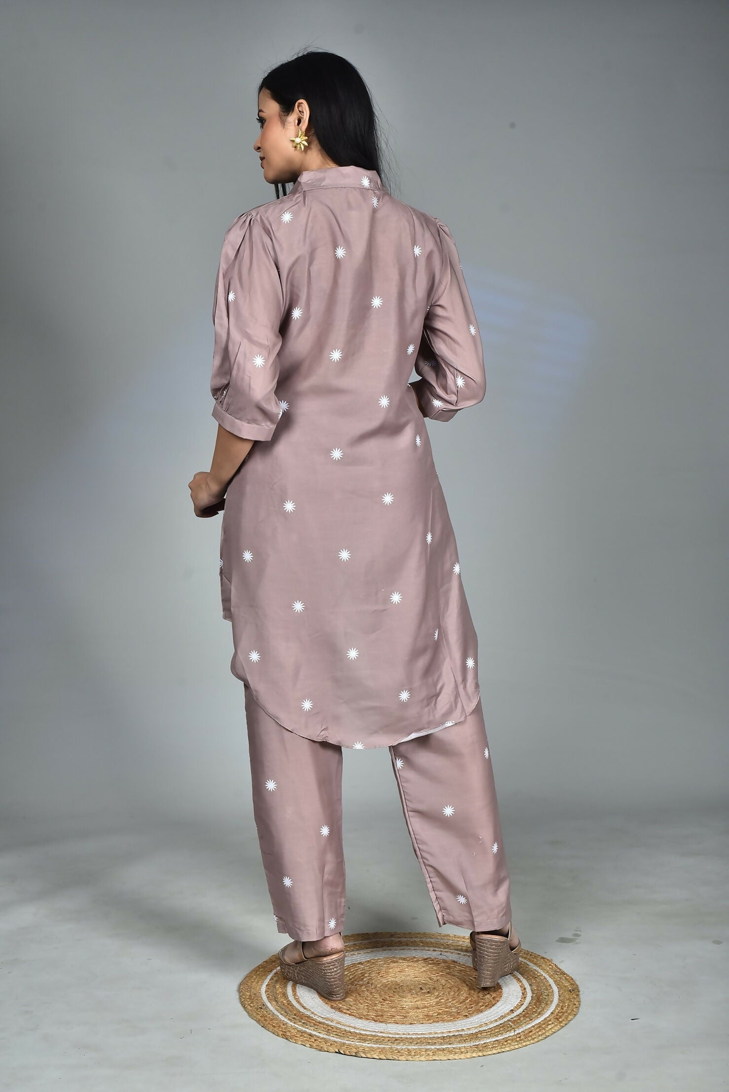 Morchari Digital Print Semi Muslin Co-Ord Set Top & Trouser-Multicolor