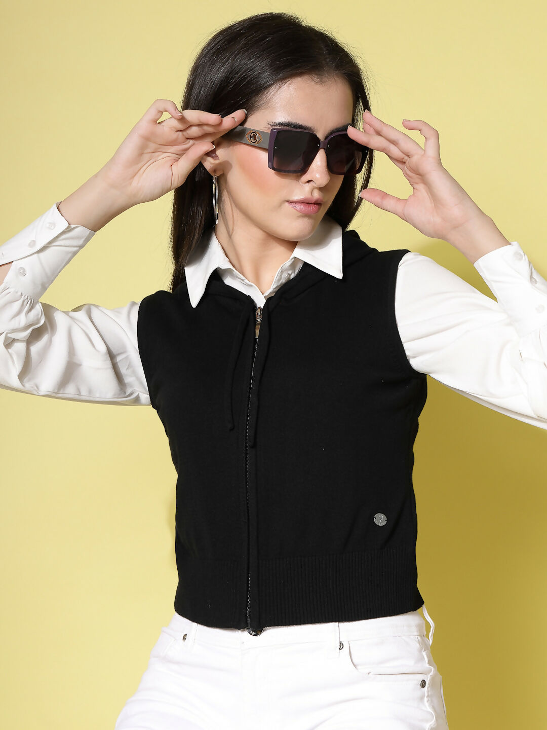 Women Winter Black Cotton Cardigan - Wool Trees