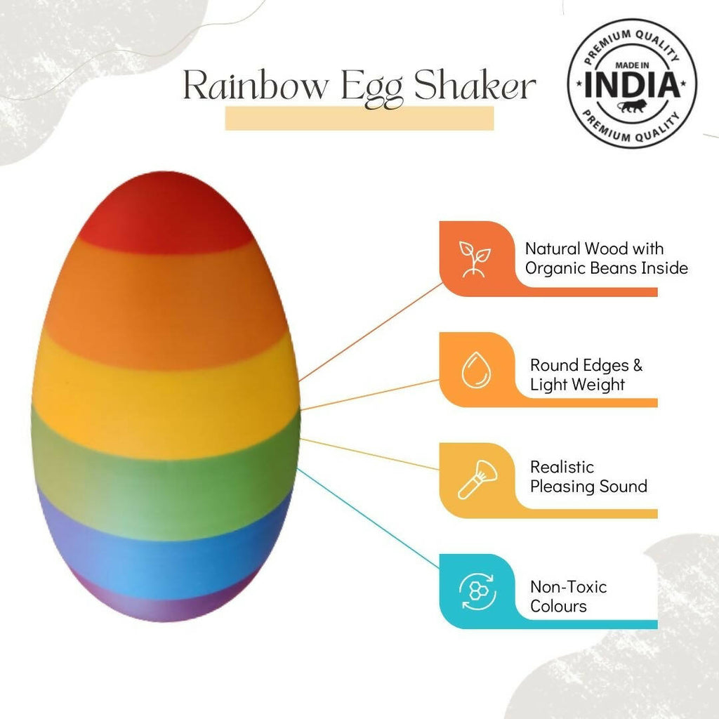 Nesta Toys Rainbow Wooden Egg Shaker - Set of 2
