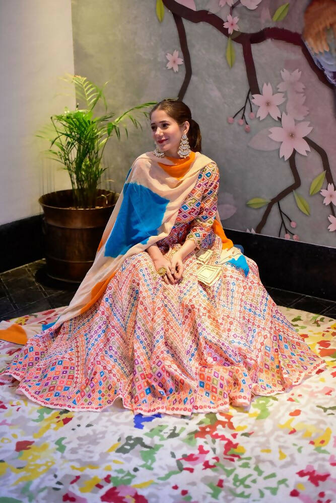 Everywhere Designer Offwhite With Multi Silk Cotton Stitched Suit With Dupatta - Anbazaar
