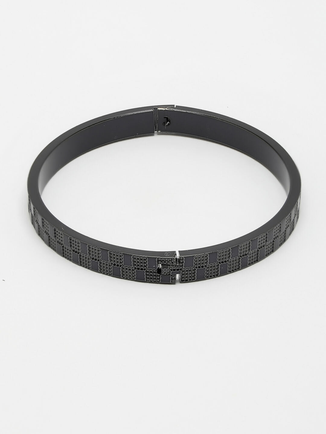 NVR Men's Black Rhodium-Plated Stainless Steel Kada Bracelet