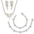 AanyaCentric Gold-Polished Mangalsutra Pendant Earring Set & Silver Plated Anklet