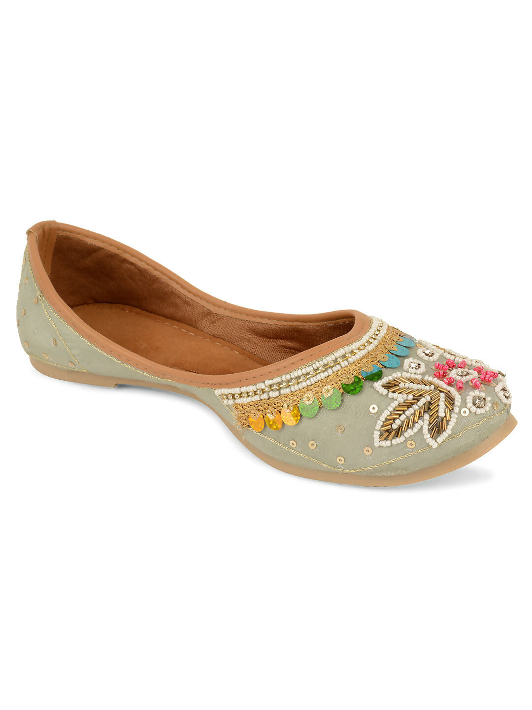 Desi Colour Women Indian Ethnic Footwear-Grey MultiColour