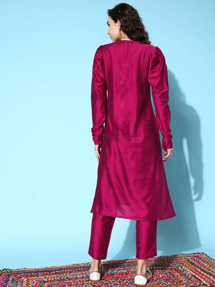 Ahalyaa Women's Traditional wear Kurta Set - Burgundy