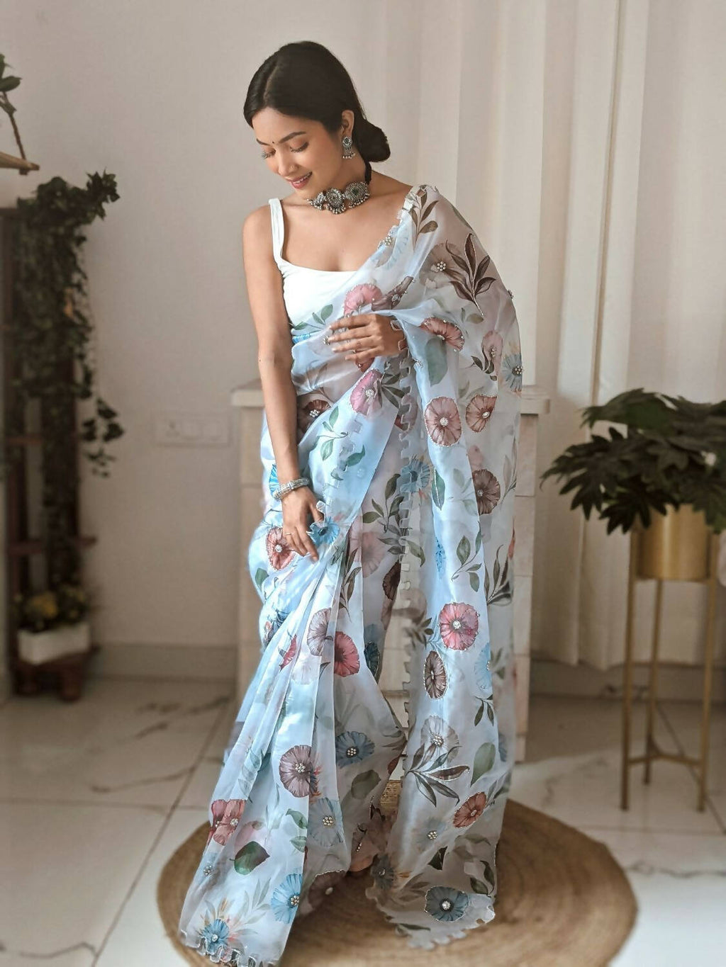 Vamsee White Organza Saree
