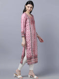 Myshka Women Pink Red Ethnic Motifs Printed Kurta
