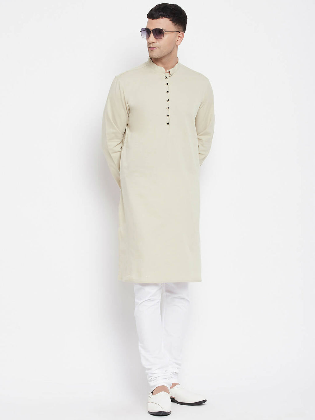 Even Apparels Pure Cotton Men's Kurta in Green Color With Band Collar