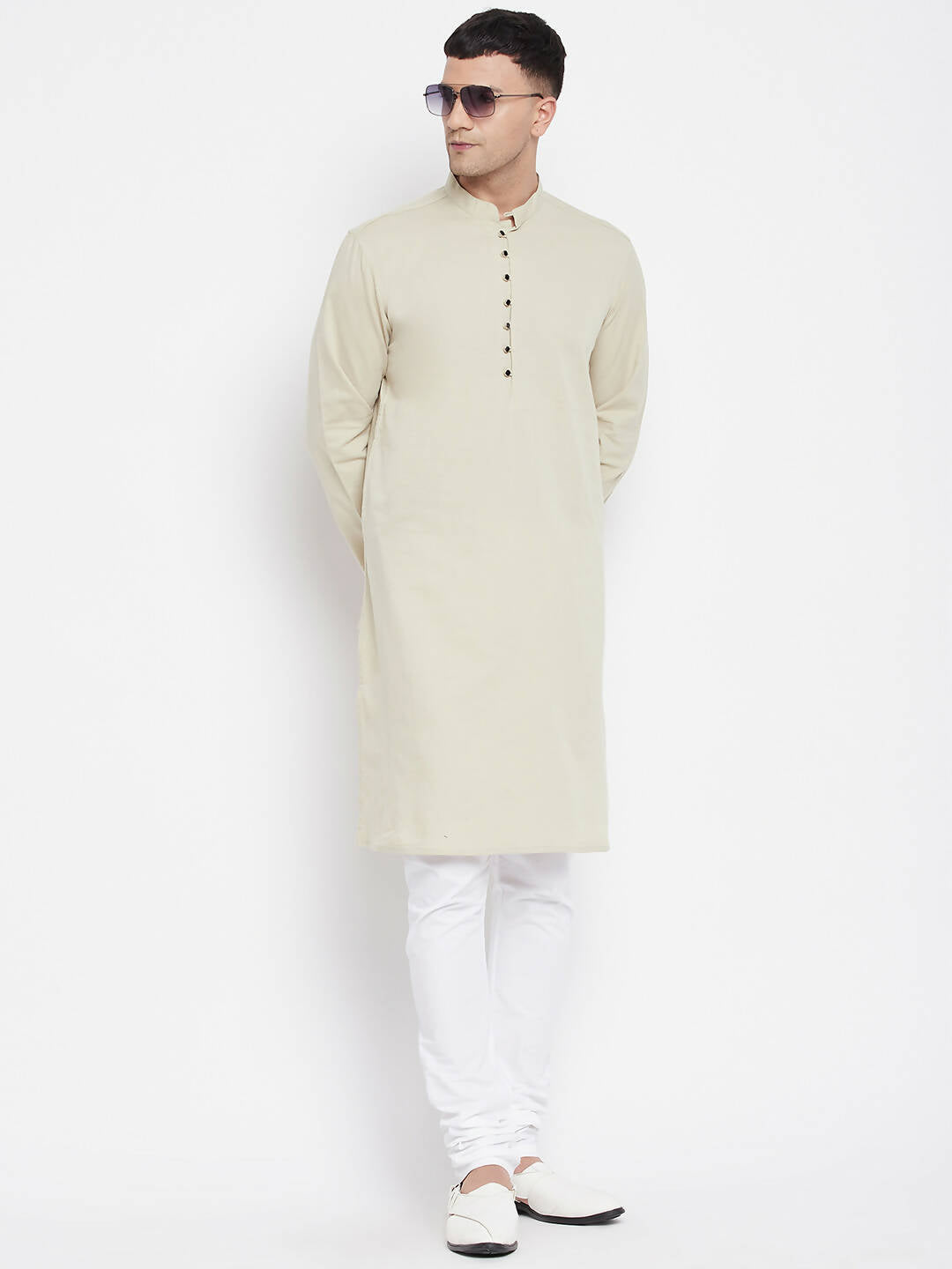 Even Apparels Pure Cotton Men's Kurta in Green Color With Band Collar