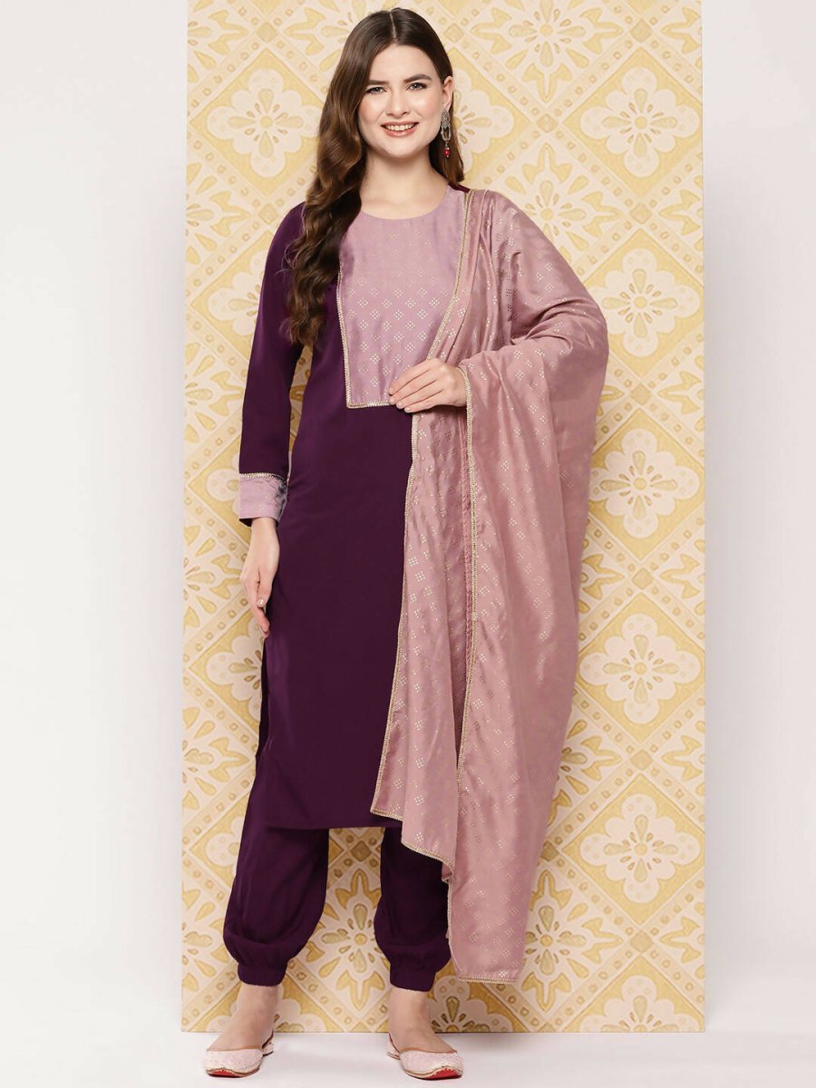 Ahalyaa Women's Traditional wear Kurta Set - Burgundy