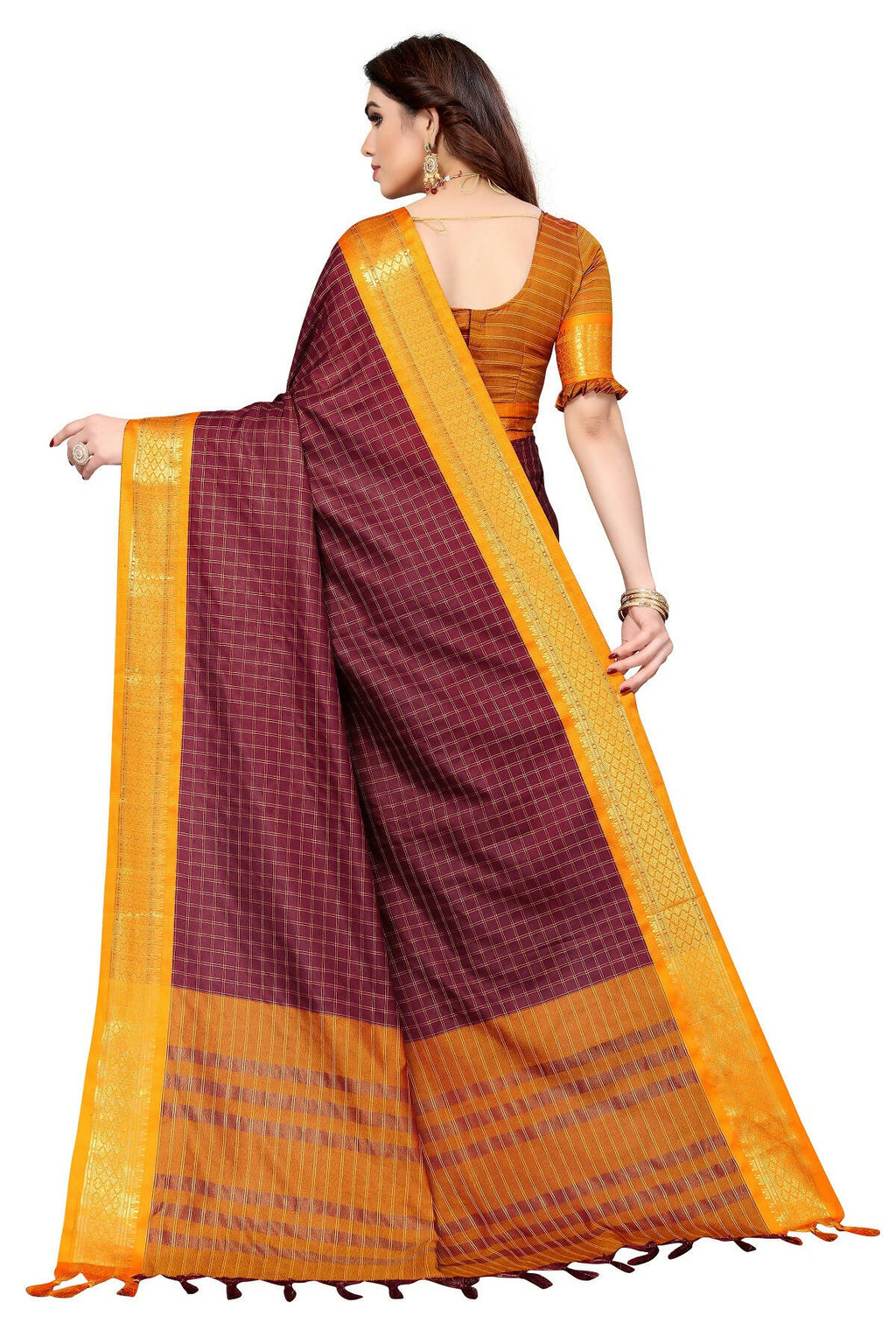 Vamika Weaving Maroon Cotton Silk Saree (BHAVINI MAROON)