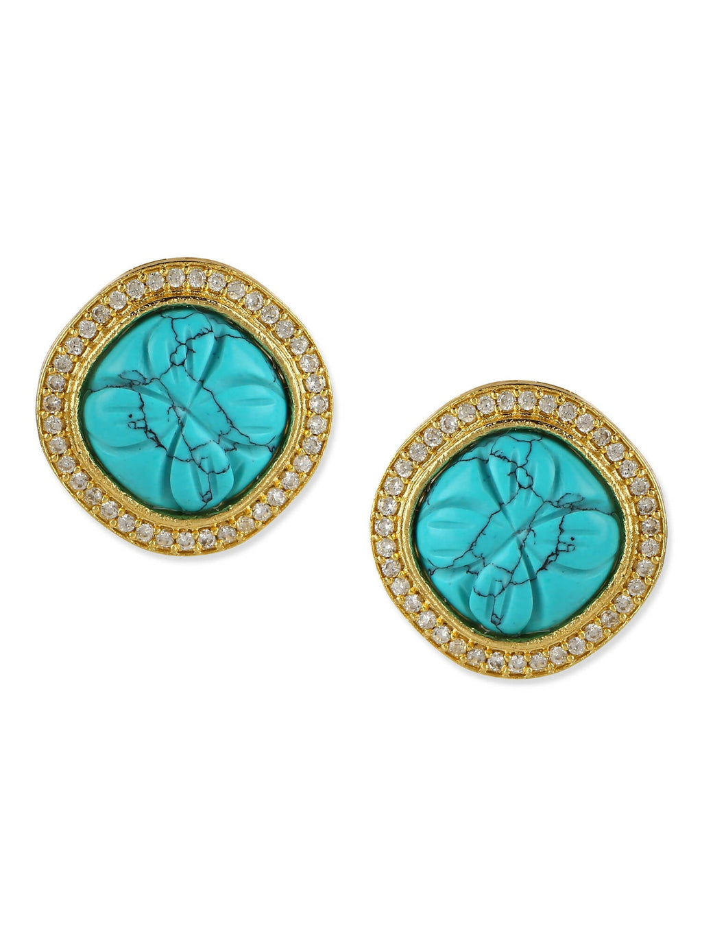 Blue Gold-Polished Handcrafted Studs Earrings - Ruby Raang